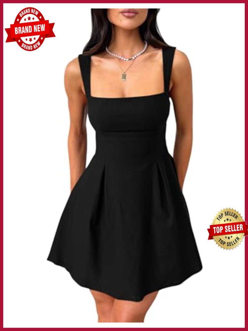Sleeveless Square Neck Bow Tie A-Line Mini Dress Adjustable Straps